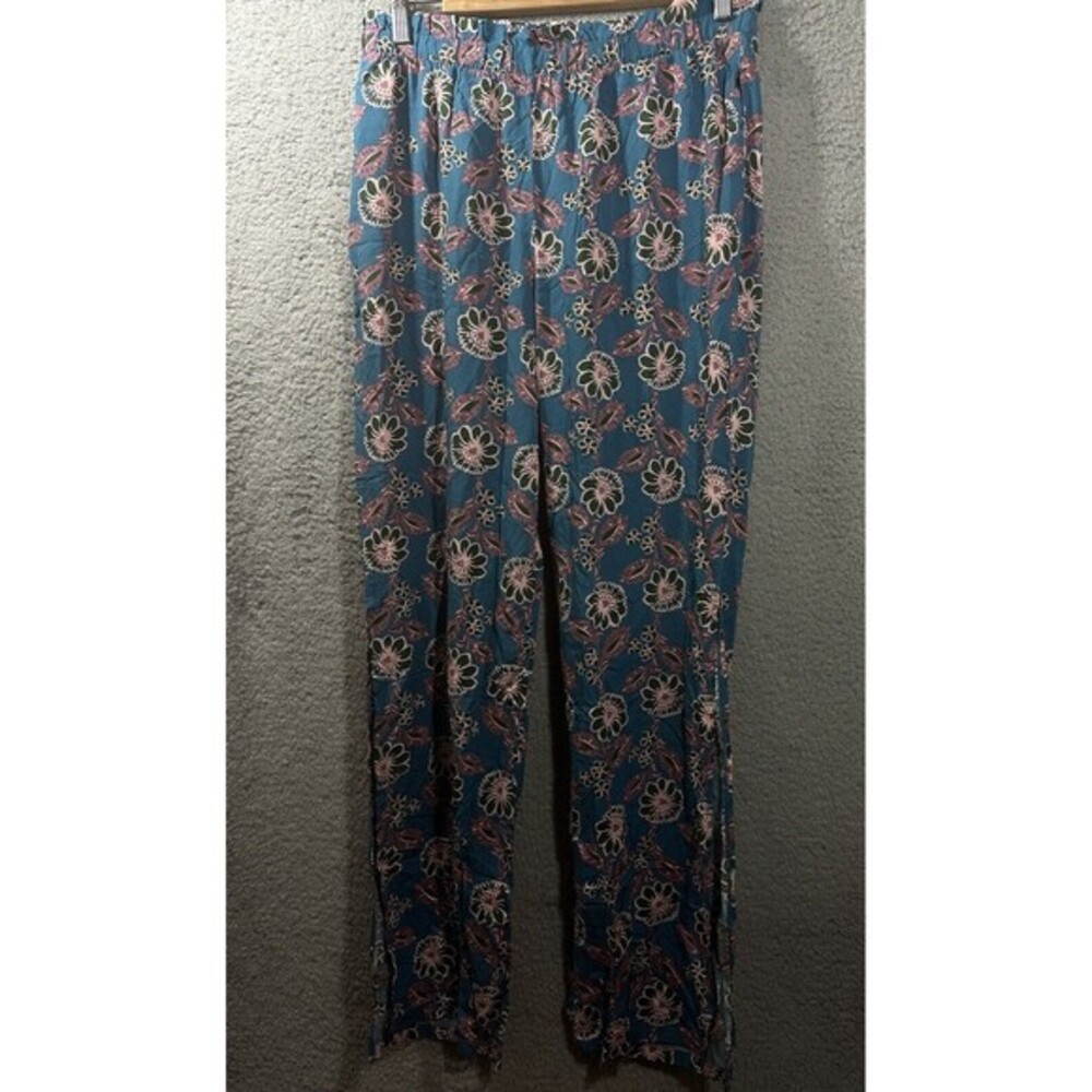 Adore Me Women's Floral Teal Print Side Slit Lounge Pants Large